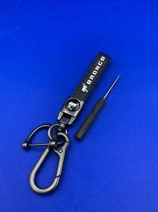🐎 1x Bronco Logo Leather Keychain Car Key | Sport Outer Banks Badlands - Foto 1 di 4