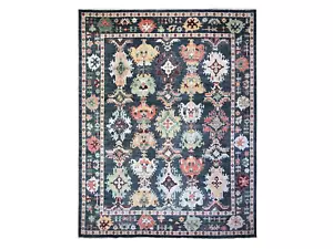 11'9"x14'7" Blackberry Black Hand Knotted, Natural Dye Angora Pile Oushak Rug - Picture 1 of 10