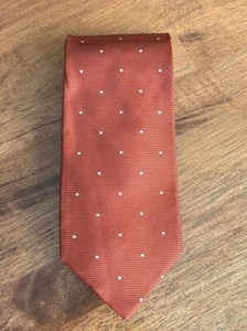 Tom James Tie Rust With White Sq Dots 100% Silk Necktie USA NWOT PERFECT - Picture 1 of 4