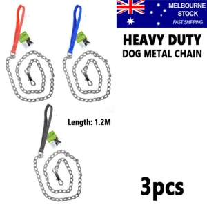 3x Heavy Duty Dog Metal Chain Lead Pet Iron 1.2M Travel Leash Tracking Training - Picture 1 of 2