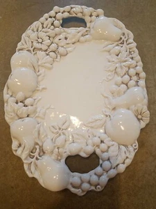 Tuscany White Platter By Gantz "Bella Casa" 18x13" Fruit Motif  - Picture 1 of 8