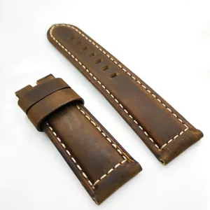 24mm Dark Brown Calf Leather for 22mm Tang buckle PAM PAM111 Strap Watch Band  - Picture 1 of 6