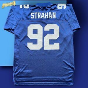 VTG Michael Strahan Jersey NFL New York Giants 92 Reebok Blue Football Mens L