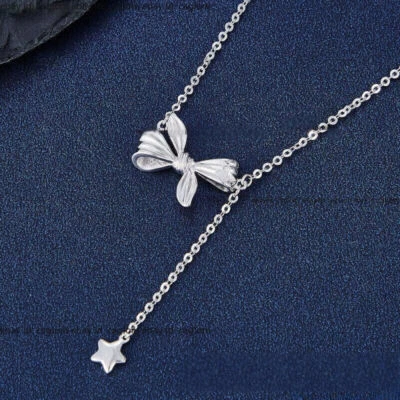 Collar de eslabones de cadena con colgante de mariposa de platino puro 950 para mujer 16,9 pulgadas 4,65-4,85 g Foto 1 de 4