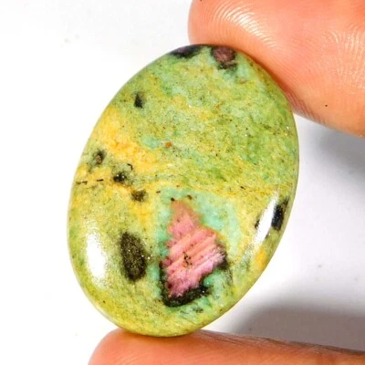36.4Cts. Natural Unique RUBY IN FUCHSITE Oval Cabochon Loose Gemstone - Image 1 of 3