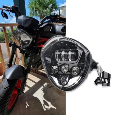 Faro proyector LED negro de 7 pulgadas haz alto/bajo para Honda Grom Clone MSX125 Foto 1 de 4