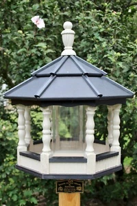 Large Vinyl Bird Feeder Amish Homemade Handmade Handcrafted Birchwood & Black - Picture 1 of 1