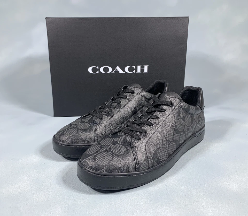 Authentic 12-m Coach Men's Clip Low Top Sneaker Charcoal/black G4949