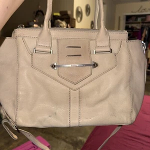 BOTKIER WOMENS Cream PEBBLE LEATHER SATCHEL HANDBAG W/ Crossbody Strap - Picture 1 of 18