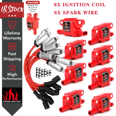 Juego de 8 bobinas de encendido con cables de chispa para Chevrolet Silverado 1500 2500 C1511 UF413 Foto 1 de 4