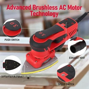 Powerful Electric Detail Sander with 12 Sanding Paper Brushless Motor Sander Red - Picture 1 of 7