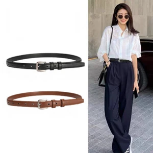 Black Leather Belt Versatile for Jeans Dresses suits Business Casual elegant pan - Picture 1 of 7