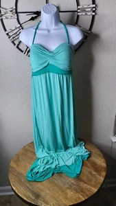 Body Glove Womens Cami Maxi Dress Green Twist Neckline Smocked Jersey Knit Sz. L - Picture 1 of 4