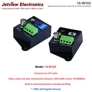 Jetview 15-W103 Single Channel 2400 meters Twisted Pair Tx/Rx Kit with Terminal - Picture 1 of 6