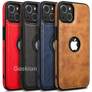 For Apple iPhone 16e 15 14 Plus 13 12 11 Pro X Max Case Leather Shockproof Cover - Picture 1 of 26