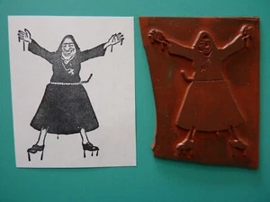 Jumping Nun, Unmounted - RUBBER BABY BUGGY BUMPERS Rubber Stamp - Picture 1 of 2