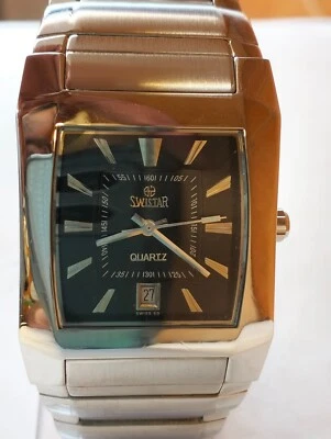 ESFERA NEGRA CUARZO SWISTAR H6B1 SUIZA PARA HOMBRE FUNCIONANDO COMO NUEVA TODO ORG. VINTAGE Foto 1 de 4