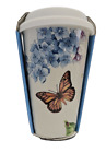 Tasse en céramique de voyage thermique Lenox Butterfly Meadow avec couvercle en silicone blanc 10 oz