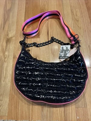 Bolsa de mão BCBGeneration ombro tiracolo preta buffer 2 em 1 Hobo nova com etiquetas - Imagem 1 de 4