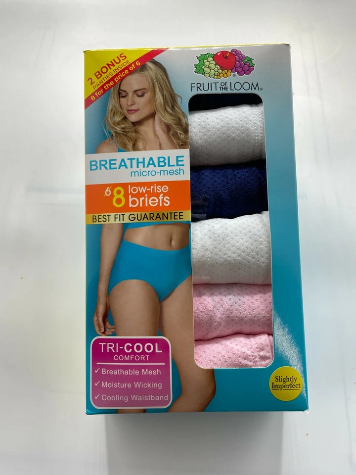 PACK DE 8 CALZONCILLOS MUJER FRUIT OF THE LOOM MICRO MALLA TIRO BAJO Foto 1 de 1