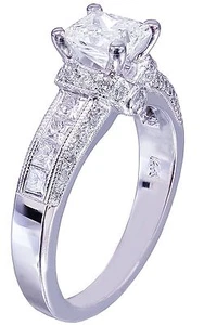 14K White Gold Princess Cut Moissanite And Diamond Engagement Ring Bridal 1.75ct - Picture 1 of 11