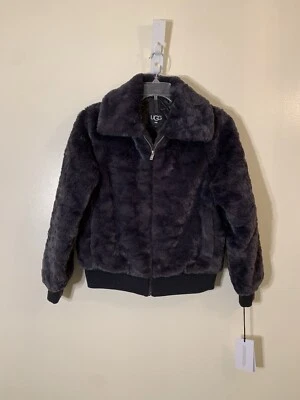 Chaqueta bomber Ugg Viviana piel sintética cuello tinta gris oscuro nueva con etiquetas talla S $298.00 Foto 1 de 4