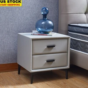 Solid Wood Nightstand W/ 2 Drawers Bedside Table Bedroom Living Room Decor New - Picture 1 of 6