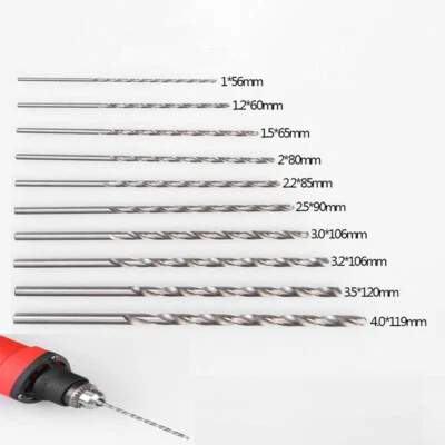 HSS Spiralbohrer Metallbohrer Extra Lang Bohrer Ø 1mm - 3.5mm x 56 - 120mm Lang - Bild 1 von 4