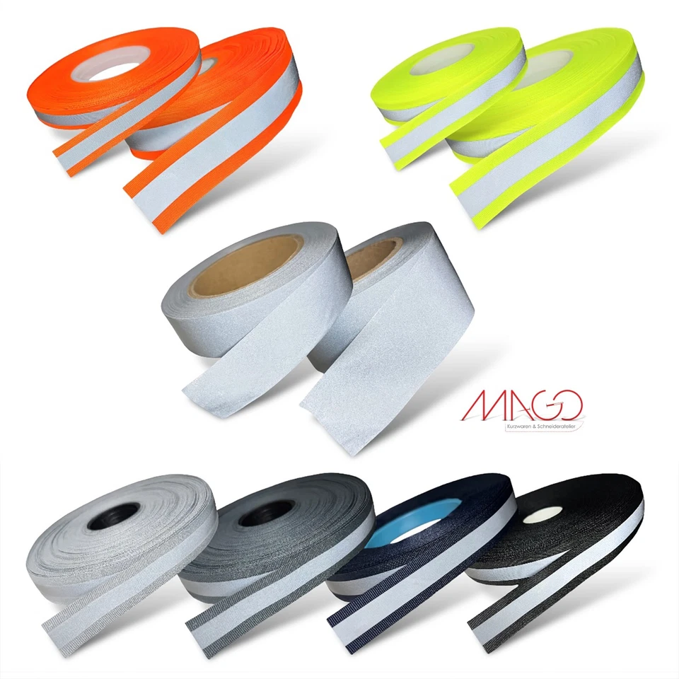 5 Meter Reflektorband Reflexband Neonband zum Aufnähen 16-50mm