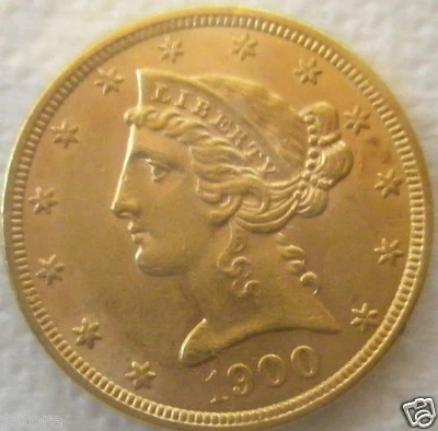 1900 年 5 美元自由女神头金半鹰非常好宝石 — 第 1/4 张图片