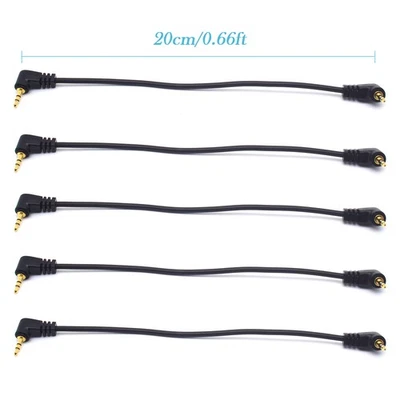 5pcs Right Angle 20cm 3.5mm Stere Male To 3.5mm Male Aux Audio Adapter Cable NEW - Image 1 of 3