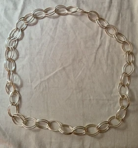 MACY'S Jennifer Lopez JLO Silver Tone Chain Link Necklace Large Oval Loops 32" - Picture 1 of 4