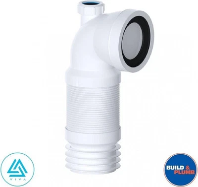 VIVA SANITARY Viva 90° Flexible Toilet Pan WC Pipe Connector & 1 1/4" Connection - 300-600mm