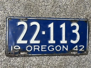 1942 OREGON Nummernschild * * WWII ERA ** '42 OR ** SCHÖNE FARBE / GLANZ - Bild 1 von 2