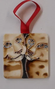 Katze Fliese Sammlerstück Ornament 2 1/2 x 2 1/2 Zoll - Bild 1 von 1