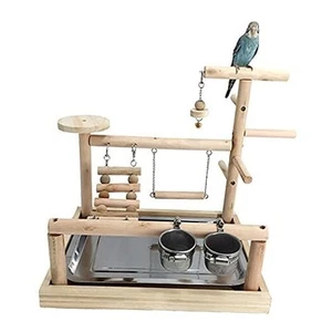 Parrots Playstand Bird Playground Wood Perch Gym Stand Playpen Ladder with - Picture 1 of 7