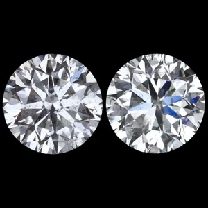 3ct VERY GOOD ROUND BRILLIANT CUT DIAMOND STUD EARRINGS MATCHING PAIR NATURAL - Picture 1 of 1