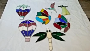 7 Varios Decorative Colored Pieces OF Soldered Staind Glass From 5.5' To 8' - Picture 1 of 4