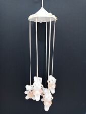 Vintage Ceramic Teddy Bear Mobile Wind Chimes Handmade Baby Nursery 