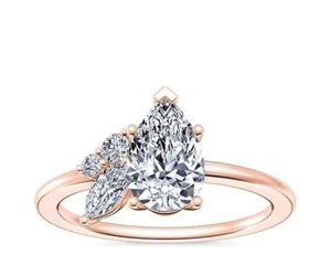 2 .20 Ct Pear IGI Certified Lab Grown Diamond Wedding Ring 14K Rose Gold - Picture 1 of 9