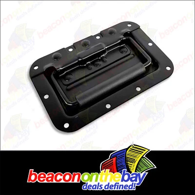 1x Recessed Spring Handle Heavy Duty Steel Black for Rack Flight Road Case Box   - Image 1 of 4