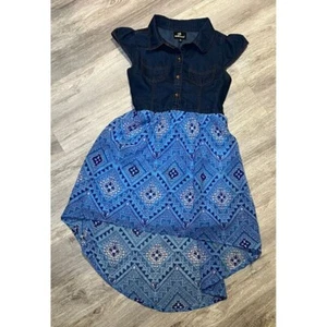 Little girl size 10 high-low dress with denim top - Picture 1 of 5