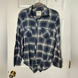 Abercrombie and Fitch green plaid button up size L - Picture 1 of 5