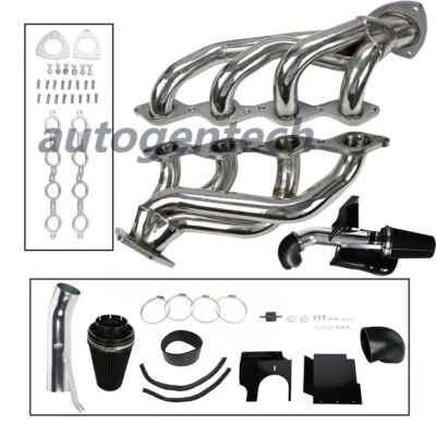 For Chevy GMC Avalanche Silverado Sierra Tahoe Exhaust Header+4''Cold Air Intake — 第 1/4 张图片