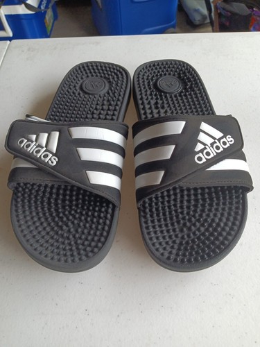 Sandali da bambino taglia 6 Adidas nero bianco slide chiusura regolabile con gancio e passante