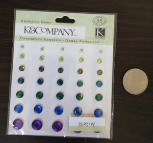  Brandneu Versiegelt K & Co Selbstklebende Edelsteine Blau Grün Lila Set 35 - Bild 1 von 6