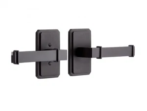 π₯ Signature Hardware DELORY SOLID BRASS INTERIOR DOOR SET PRIVACY LEFT M/BLACK - Picture 1 of 2