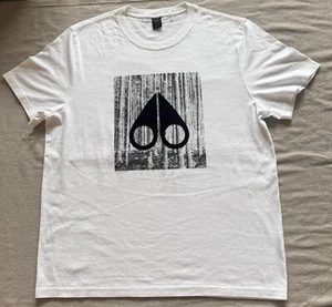 Moose Knuckles Igneous Graphic Logo Cotton T-Shirt White and Black Size L NWOT - Picture 1 of 7