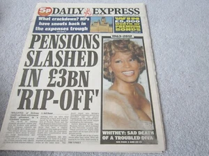 historical news paper, The Sun ,February 13th 2012, Whitney Houston Tribute - Picture 1 of 1