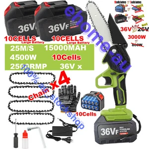 6" Mini Cordless Electric Chainsaw 2X Battery-Powered Wood Cutter Rechargeable - Picture 1 of 19
